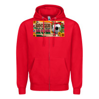 Red soccer mom with ball and sunflower cactus serape licanse plate Zipper Hoodie - Artiststas