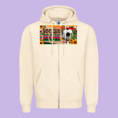 Soccer Mom With Ball And Sunflower Cactus Serape Licanse Plate Zipper Hoodie Designed By Artiststas
