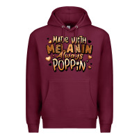 Burgundy made with melanin always poppin' Premium Hoodie - LillyAllenDesigns