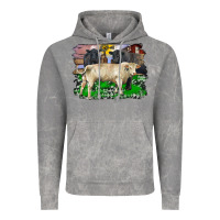 Cloud Rock charolais bull black angus cattle and bull with barnyard and cowhide Vintage Hoodie - RanaPortraitStore