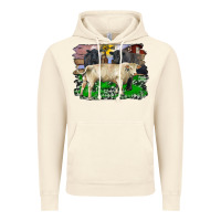 Vintage Artic charolais bull black angus cattle and bull with barnyard and cowhide Vintage Hoodie - RanaPortraitStore