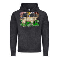 Vintage Black charolais bull black angus cattle and bull with barnyard and cowhide Vintage Hoodie - RanaPortraitStore