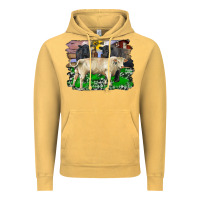 Vintage Mustard charolais bull black angus cattle and bull with barnyard and cowhide Vintage Hoodie - RanaPortraitStore