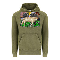 Vintage Olive charolais bull black angus cattle and bull with barnyard and cowhide Vintage Hoodie - RanaPortraitStore
