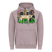 Vintage Zinc charolais bull black angus cattle and bull with barnyard and cowhide Vintage Hoodie - RanaPortraitStore