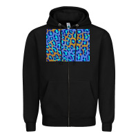 Black leopard background turquoise and gold 3200x2400 Zipper Hoodie - AdoDesignShop