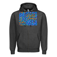 Charcoal Heather leopard background turquoise and gold 3200x2400 Zipper Hoodie - AdoDesignShop