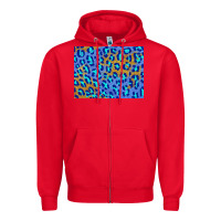 Red leopard background turquoise and gold 3200x2400 Zipper Hoodie - AdoDesignShop