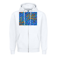 White leopard background turquoise and gold 3200x2400 Zipper Hoodie - AdoDesignShop