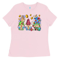 Bubblegum Pink easter gnome with eggs Ladies Tee - AdoDesignShop