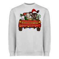 Heather Grey merry christmas truck animals Heavyweight Sweatshirt - RanaPortraitStore