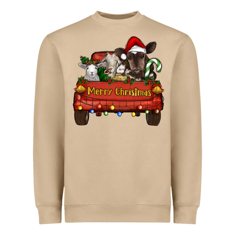 Merry Christmas Truck Animals Heavyweight Sweatshirt by RanaPortraitStore | Teevron