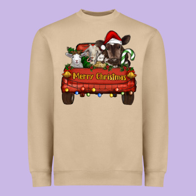Merry Christmas Truck Animals Heavyweight Sweatshirt Designed By Ranaportraitstore