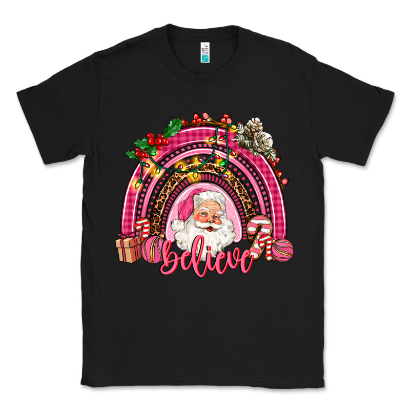 Pink Christmas Believe  Rainbow Classic Tee by AdoDesignShop | Teevron