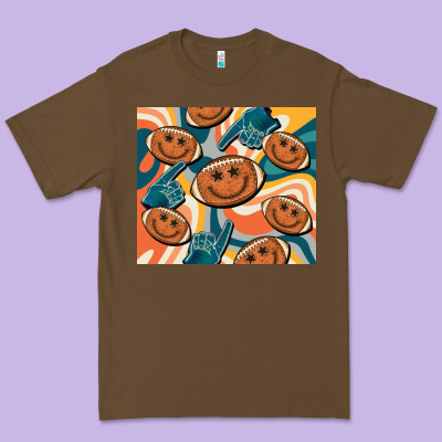Football Smiley Face Premium Tee Designed By Barkaloodesign