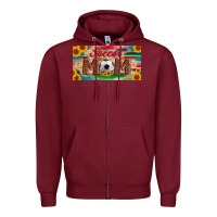 Burgundy soccer mom with ball and sunflower and serape licanse plate Zipper Hoodie - Artiststas