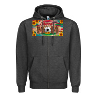 Charcoal Heather soccer mom with ball and sunflower and serape licanse plate Zipper Hoodie - Artiststas