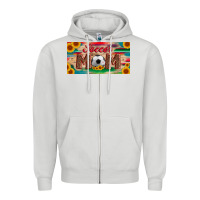 Dove Grey soccer mom with ball and sunflower and serape licanse plate Zipper Hoodie - Artiststas