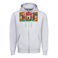 Heather Grey soccer mom with ball and sunflower and serape licanse plate Zipper Hoodie - Artiststas