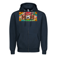 Navy soccer mom with ball and sunflower and serape licanse plate Zipper Hoodie - Artiststas