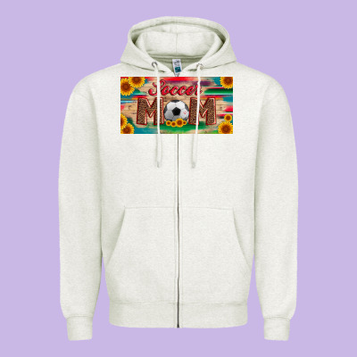 Soccer Mom With Ball And Sunflower And Serape Licanse Plate Zipper Hoodie Designed By Artiststas