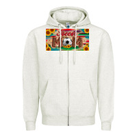 Oatmeal Heather soccer mom with ball and sunflower and serape licanse plate Zipper Hoodie - Artiststas