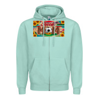 Seafoam soccer mom with ball and sunflower and serape licanse plate Zipper Hoodie - Artiststas