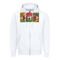 White soccer mom with ball and sunflower and serape licanse plate Zipper Hoodie - Artiststas