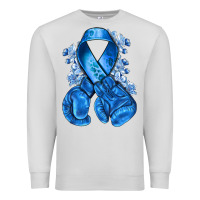 Dove Grey Blue ribbon with boxing gloves Premium Sweatshirt - NancyCooperArtShop