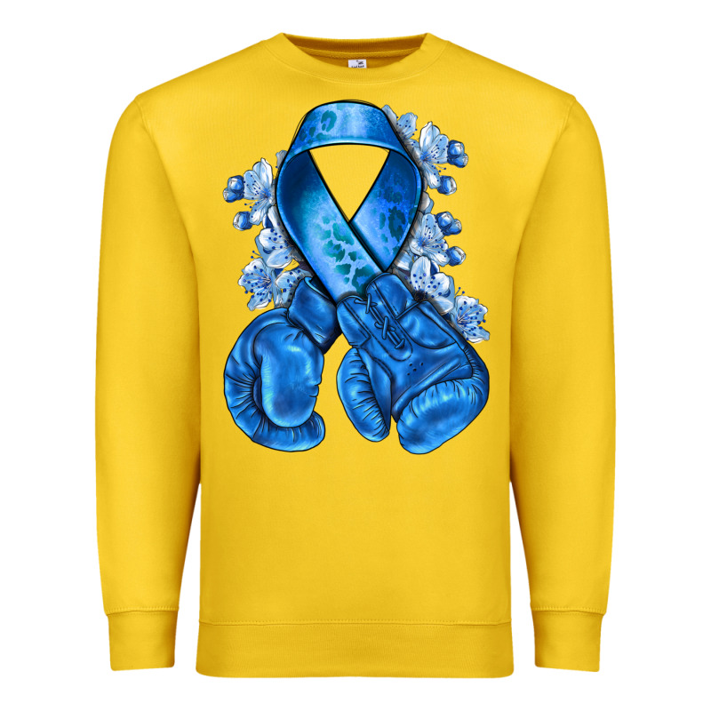 Blue Ribbon With Boxing Gloves Premium Sweatshirt by NancyCooperArtShop | Teevron