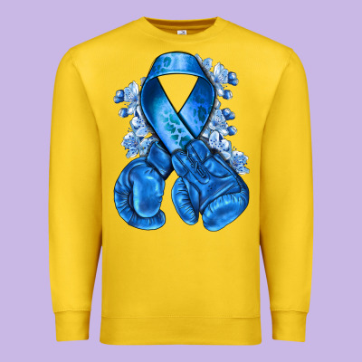 Blue Ribbon With Boxing Gloves Premium Sweatshirt Designed By Nancycooperartshop
