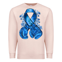 Pale Pink Blue ribbon with boxing gloves Premium Sweatshirt - NancyCooperArtShop