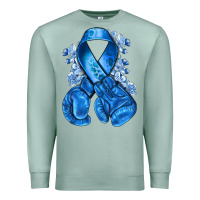 Seafoam Blue ribbon with boxing gloves Premium Sweatshirt - NancyCooperArtShop