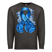 Smoke Blue ribbon with boxing gloves Premium Sweatshirt - NancyCooperArtShop