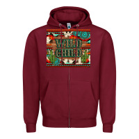 Burgundy wild chıld aztec gemstone and cactus Zipper Hoodie - Artiststas