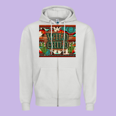 Wild Chıld Aztec Gemstone And Cactus Zipper Hoodie Designed By Artiststas