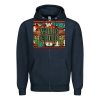 Navy wild chıld aztec gemstone and cactus Zipper Hoodie - Artiststas