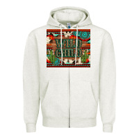 Oatmeal Heather wild chıld aztec gemstone and cactus Zipper Hoodie - Artiststas