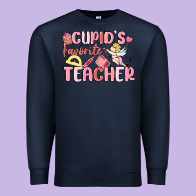 Cupid's Favorite Teacher Premium Sweatshirt Designed By Maliassmallbusiness