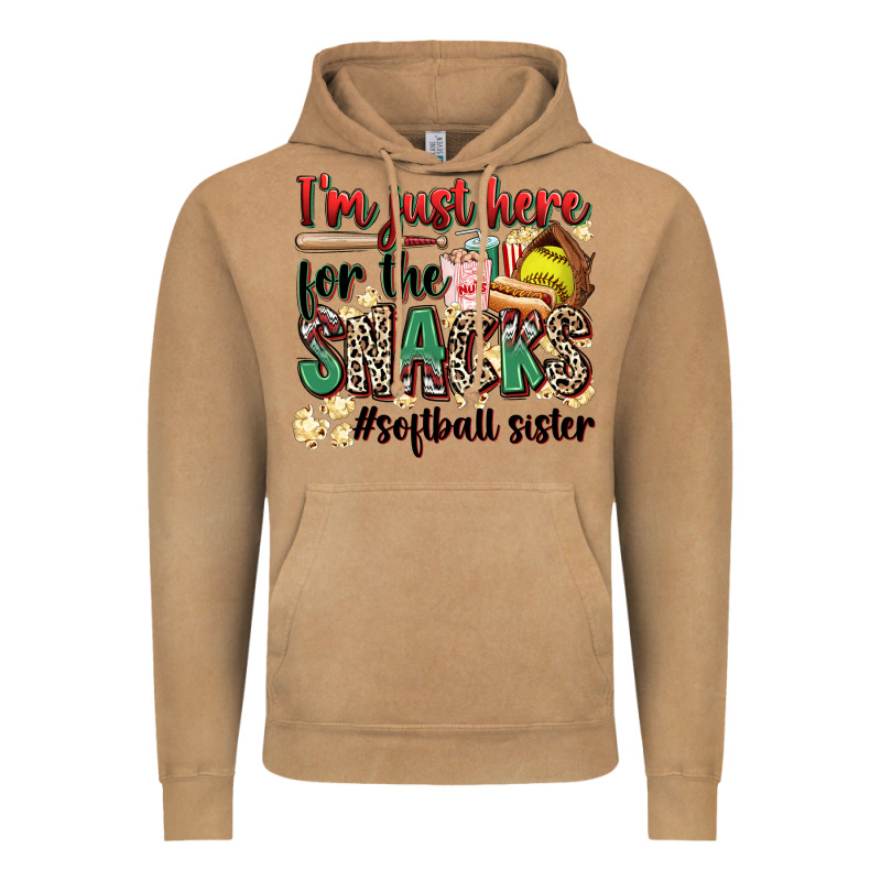 I'm Just Here For The Snacks #softball Sister Vintage Hoodie by Zillion Design Studio | Teevron