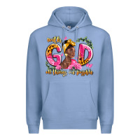 Colony Blue with god all things are possible black woman Premium Hoodie - LillyAllenDesigns