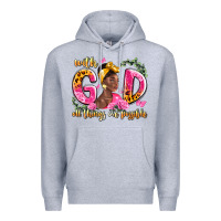 Heather Grey with god all things are possible black woman Premium Hoodie - LillyAllenDesigns