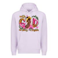 Lilac with god all things are possible black woman Premium Hoodie - LillyAllenDesigns