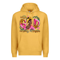 Mustard with god all things are possible black woman Premium Hoodie - LillyAllenDesigns