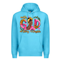Ocean Blue with god all things are possible black woman Premium Hoodie - LillyAllenDesigns