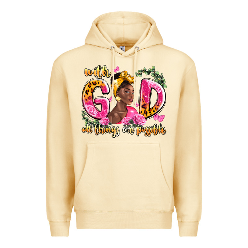 With God All Things Are Possible Black Woman Premium Hoodie by LillyAllenDesigns | Teevron
