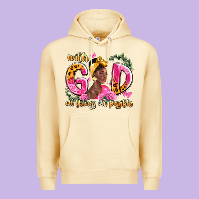 With God All Things Are Possible Black Woman Premium Hoodie Designed By Lillyallendesigns
