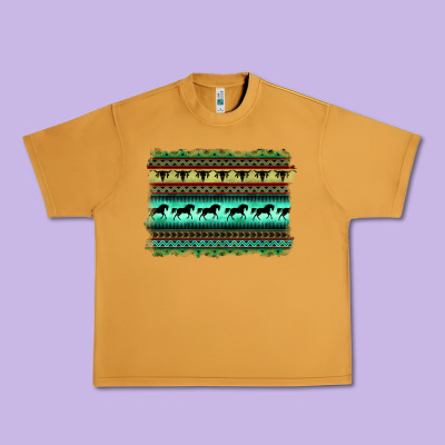 Turquoise Aztec Bullskull And Horse Urban Heavy Tee Designed By Barkaloodesign