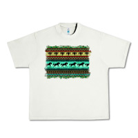 Pistachio turquoise aztec bullskull and horse Urban Heavy Tee - BarkalooDesign