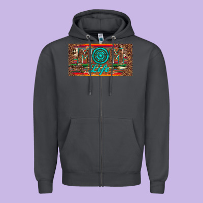 Mom Life License Plate Zipper Hoodie Designed By Artiststas